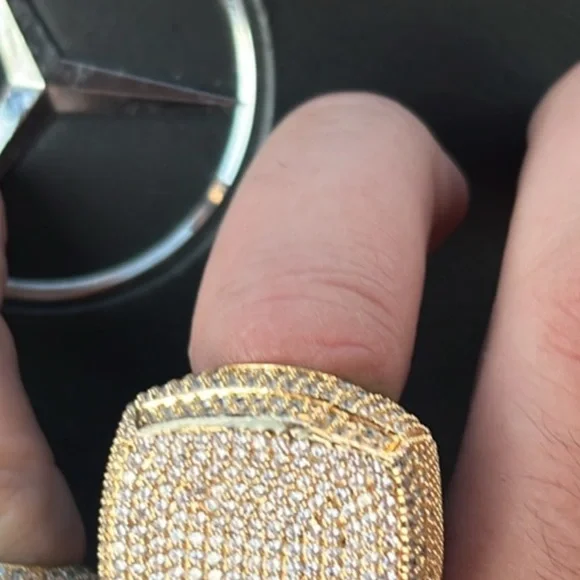 Plunger Ring statement 18k dippped busted down .01cvv diamonds size 10 ring